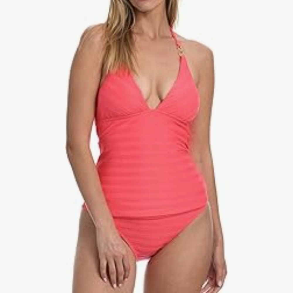 EUC La Blanca Coral Linea Costa Halter Triangle Swim Top Tankini Sz 6